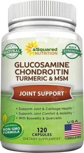 aSquared Nutrition Glucosamina condroitina cúrcuma MSM Boswellia - 120 cápsulas - Suplemento de apoyo articular - Píldoras de alivio de apoyo