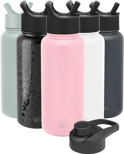 Miniatura 4 de Simple Modern botella de agua reutilizable con tapa para beber y con pajilla, termo de acero inoxidable con aislamiento al vacío, para gimnasio