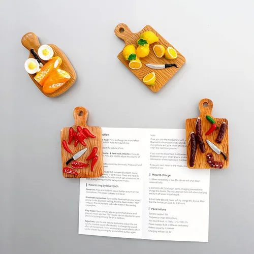 Miniatura 3 de 4 piezas de lindos imanes de refrigerador 3D en miniatura de comida – Fuerte diseño magnético de tabla de cortar para decoración de cocina y hogar