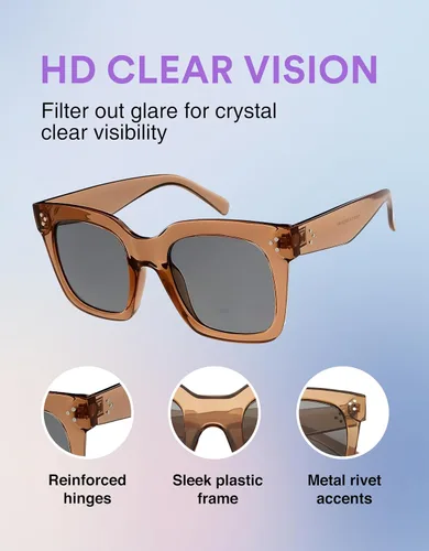 Miniatura 19 de zeroUV - Gafas de sol cuadradas retro de moda de gran tamaño para mujer estilo vintage 1.969 pulgadas