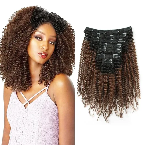 Miniatura 14 de Sassina Extensiones de Cabello Humano Rizado Afro Grueso Real con Clip 3B 4A Color Natural Invisible Sin Costuras Remi Clip Para Mujeres