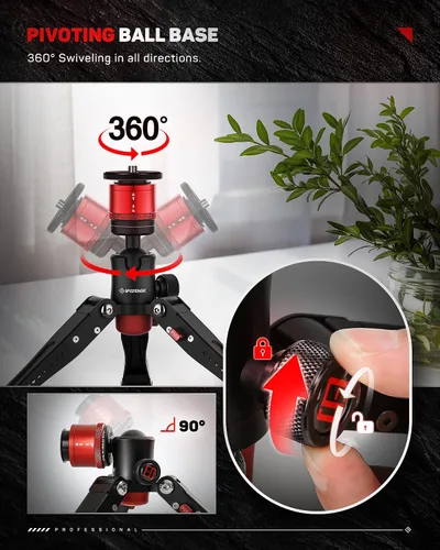 Miniatura 4 de IFOOTAGE - Pequeño trípode profesional, mini trípode para fotografía, trípode de mesa de escritorio para fotografía, compatible con cámaras DSLR
