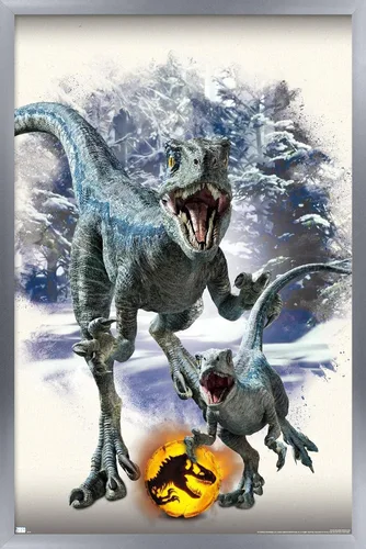 Miniatura 11 de Trends International Jurassic World: Dominion - Póster de pared focal azul y beta, 22.375 x 34 pulgadas, versión enmarcada de madera de granero