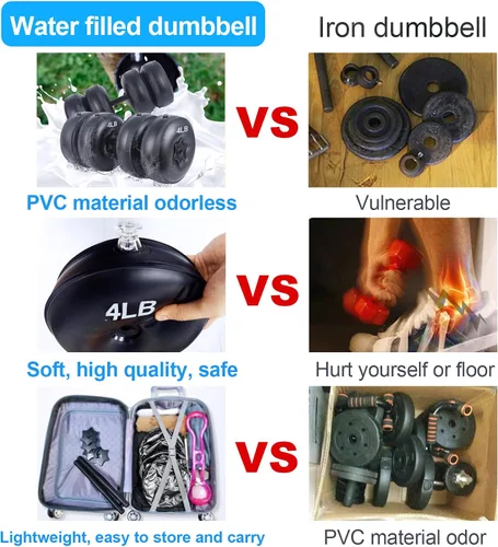 Miniatura 5 de Water Filled Dumbbells Set - Water Filled Weights - Portable Travel Weights - Adjustable Dumbbells