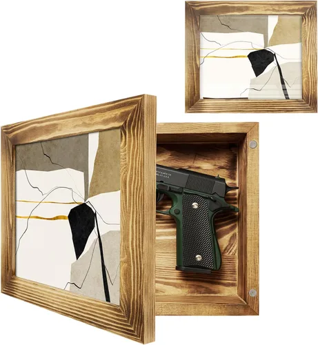 Miniatura 9 de Caja de Almacenamiento Oculta para Armas, Caja de Seguridad Oculta para Pistolas con Marco de Imagen Magnético de Madera para Armas de Mano, Caja