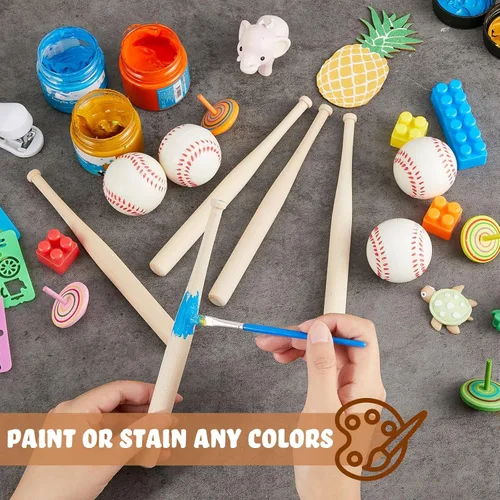 Miniatura 4 de Libima Juego de 36 piezas de mini bates de béisbol de 8 pulgadas y pelotas de béisbol de espuma de 2 pulgadas, pequeños murciélagos de madera sin