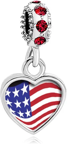 CharmSStory - Abalorios para pulseras con diseño de bandera americana de EE. UU.