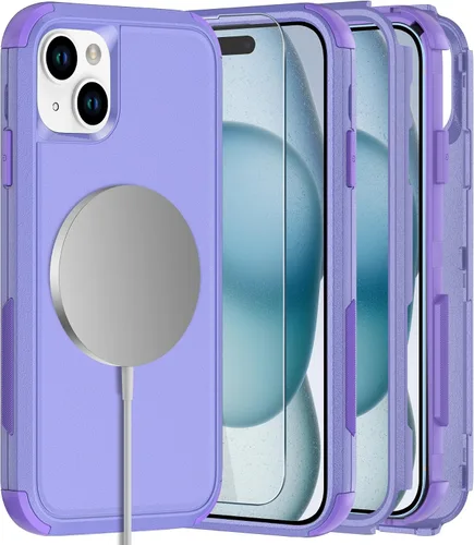 Miniatura 18 de Diverbox Funda para iPhone 15 [a prueba de golpes] [a prueba de caídas] [protector de pantalla de vidrio templado], funda de protección resistente