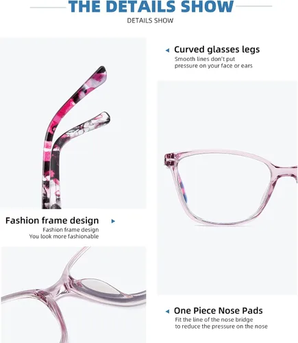 Miniatura 3 de Paquete de 4 lentes de bloqueo de luz azul para mujeres y hombres, anteojos cuadrados de moda para computadora con bisagra de resorte, anteojos