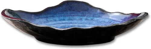 Plato decorativo de cerámica, cuenco decorativo grande de cerámica azul, bandeja de centro de mesa de porcelana, cuenco para llaves, bandeja de