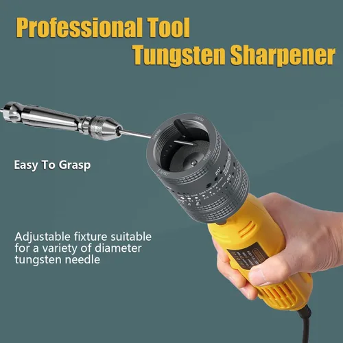 Miniatura 6 de Afilador de electrodos de tungsteno para soldadura TIG, 6 tamaños y 10 ángulos, herramienta giratoria de soldadura TIG con ranura de corte de bloque