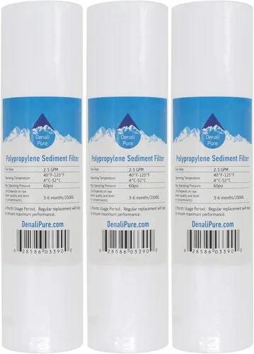 Paquete de 3 filtros de repuesto para sedimentos de polipropileno HF-360 – Cartucho universal de 10 pulgadas de 5 micrones compatible con Culligan