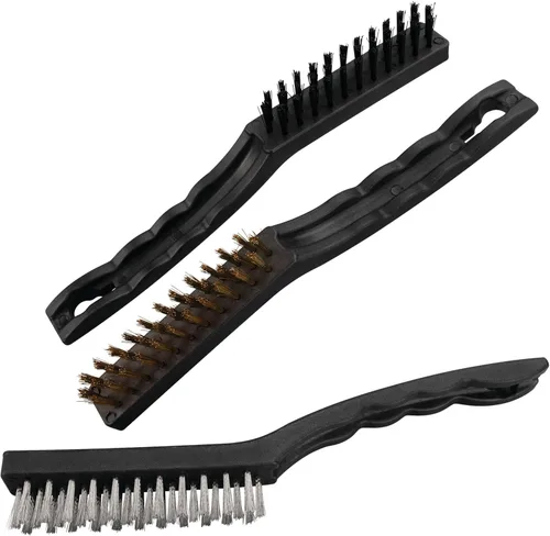 Performance Tool 1449 Cepillos de cerdas de plástico, latón y acero con asas de plástico resistentes, ideales para tareas de limpieza y fregado de