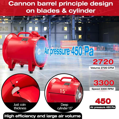 Miniatura 7 de iLiving - ILG8EF12EX - Soplador de alta velocidad a prueba de explosiones, extractor de humos, extractor portátil y ventilador ventilador