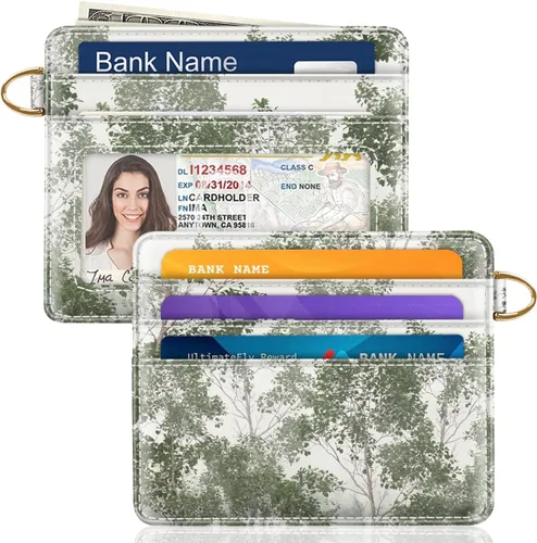 Miniatura 11 de Bolsillo frontal minimalista delgado con bloqueo RFID para tarjetas de crédito, cartera pequeña, bonita funda para tarjetas para mujeres, beige