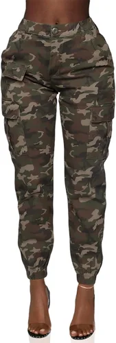 Pantalones deportivos de cintura alta para mujer, pantalones deportivos casuales con cintura elástica tipo cargo con 6 bolsillos