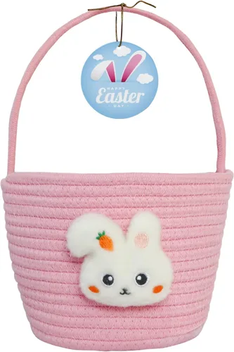 Miniatura 13 de Cesta de Pascua, cestas de Pascua para niños, cesta de Pascua para bebés con asa, cesta de huevos de conejo vacía, cestas de Pascua para niños