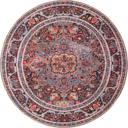 Miniatura 16 de Unique Loom Timeless Collection - Alfombra de área - Jude (3 pies 6 pulgadas, redonda, borgoña/negro)