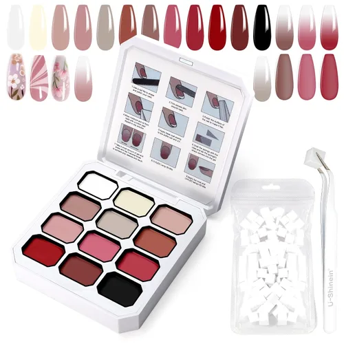 Miniatura 24 de Gel de Pintura con Degradado, 12 Colores Brillantes de Esmalte de Uñas en Gel Ombré para Uñas con Pigmento Pat Aura, Manicura Francesa DIY, Arte