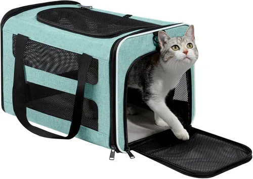 Miniatura 10 de Bolsa de viaje para gatos de lados suaves para gatos medianos a grandes de más de 15 libras, jaula transportadora para perros pequeños, entrada Rosa