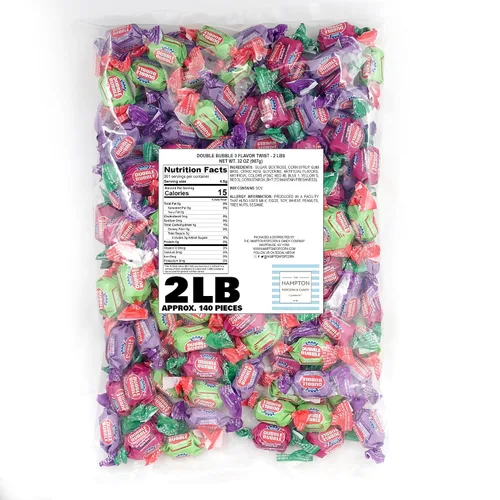 Miniatura 3 de Hampton Popcorn & Candy Company - Goma de mascar con sabor a fruta doble surtido, bolsa a granel de 1 libra (aproximadamente 70 piezas) - Goma