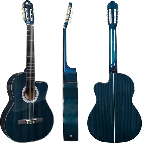Miniatura 4 de WINZZ Guitarra clásica 4/4, guitarra de cuerda de nailon de tamaño completo de 39 pulgadas para adultos principiantes, kit completo de guitarra