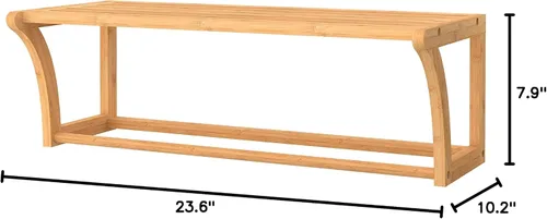 Miniatura 8 de ClosetMaid Estante de pared de bambú con toallero, estantes de almacenamiento de montaje en pared, estante organizador, acabado natural