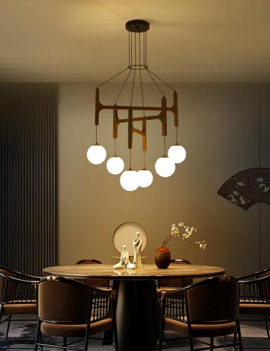 Miniatura 2 de Gran lámpara de araña de granja de madera negra, accesorios de iluminación rústicos de 6 luces para comedor sobre mesa colgante, lámpara de araña