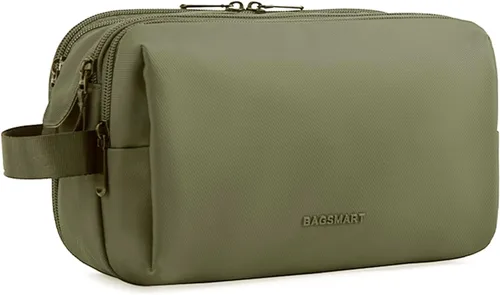 Miniatura 16 de Bolsa de aseo Bagsmart para hombres, organizador de artículos de viaje, kit Dopp resistente al agua, bolsa de afeitado para accesorios de aseo, Beige