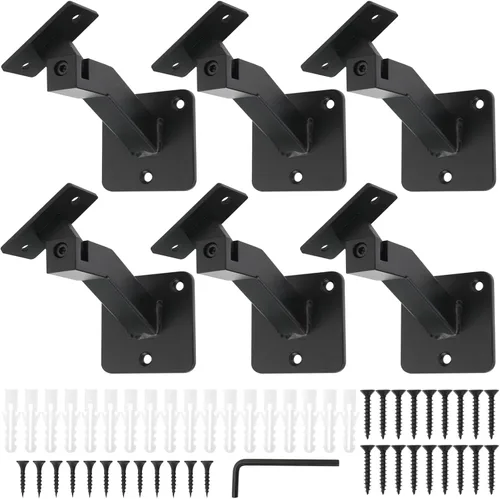 Miniatura 8 de RealPlus Soportes ajustables para pasamanos giratorios de acero resistente para barandilla de escalera, paquete de 3