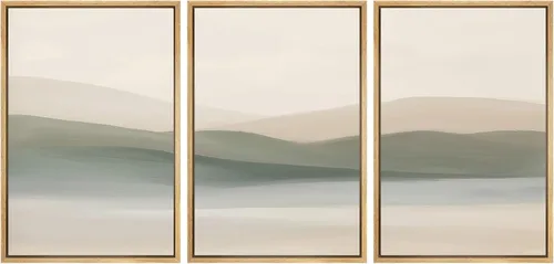 Miniatura 36 de SIGNWIN Lienzo enmarcado para pared, juego de arte tranquilo con reflejo de lago, acuarela, montaña y agua, ilustraciones modernas, arte abstracto