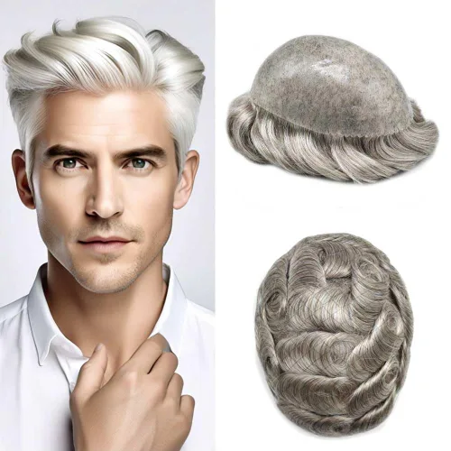 Miniatura 72 de Toupee para hombres Full Poly Mens Toupee Cabello humano Piezas para hombres Sistema de reemplazo de pelo para hombres Protesis Capilar Para Hombre