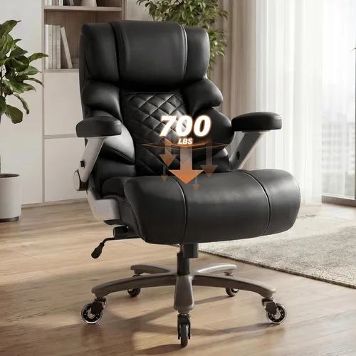 Miniatura 2 de VUZI Silla de oficina grande y alta de 700 libras - Silla grande de computadora con soporte lumbar ajustable, brazos plegables 3D, ruedas