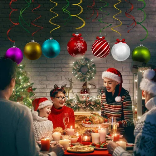 Miniatura 6 de 15 bolas de Navidad colgantes de remolinos de bola de Navidad, decoración de cumpleaños, regalos de fiesta temática de Navidad para vacaciones, baby