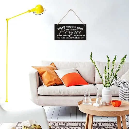Miniatura 5 de Lave Sus Manos Y Diga Sus Oraciones Letrero, Letrero De Placa De Madera Impresa Para Colgar En La Pared, Letrero De Lavarse Las Manos Para Estilo 04