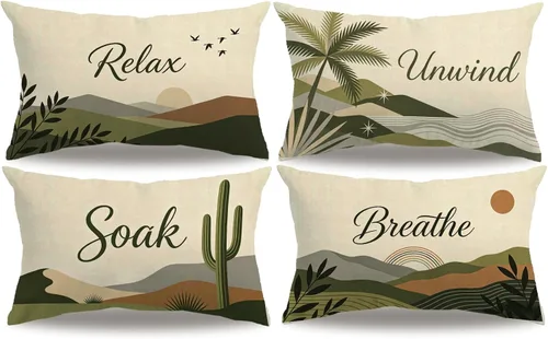 Miniatura 10 de Juego de 4 fundas de almohada de playa de verano con estrellas de mar y océano azul, rectangular, fundas de cojín de cintura con temática náutica