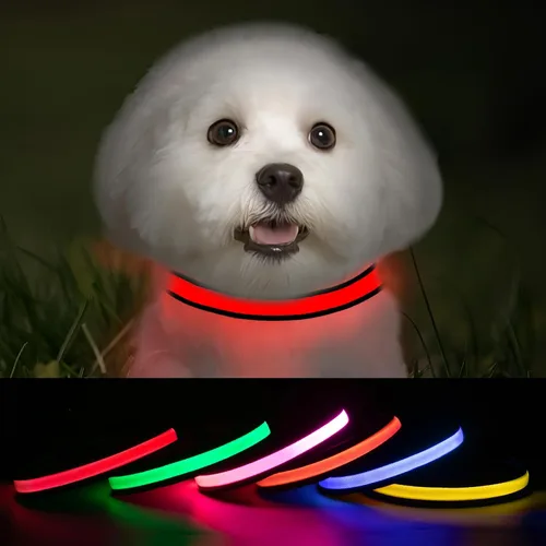 Miniatura 14 de Collares de perro iluminados recargables, collar de perro que brilla en la oscuridad, impermeable, collares de perro con luces LED intermitentes