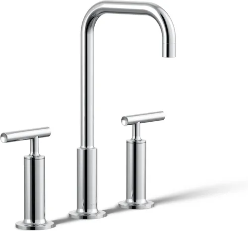 Miniatura 40 de KOHLER K-14408-4-2MB Purist - Grifo de lavabo de baño generalizado, 3 agujeros, manijas de palanca alta generalizadas y boquilla de cuello de cisne