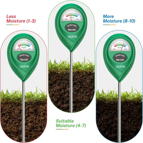 Miniatura 5 de apine Medidor de humedad del suelo, medidor de humedad de plantas, medidor de agua para plantas de interior/exterior, hidrómetro para plantas (verde)