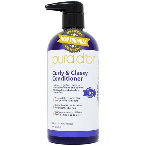 Miniatura 6 de PURA D'OR Curly & Classy - Juego de champú y acondicionador para rizos definidos, fórmula nutritiva con aceites de semillas de argán, ricino