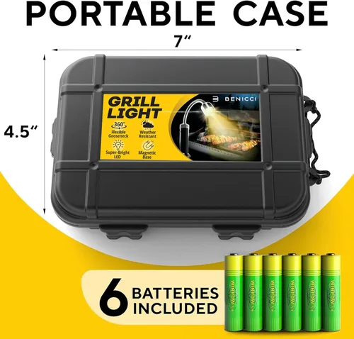 Miniatura 4 de Juego de 2 luces LED flexibles para parrilla, la luz perfecta para accesorios de parrilla con base magnética de 360 grados y cuello de cisne