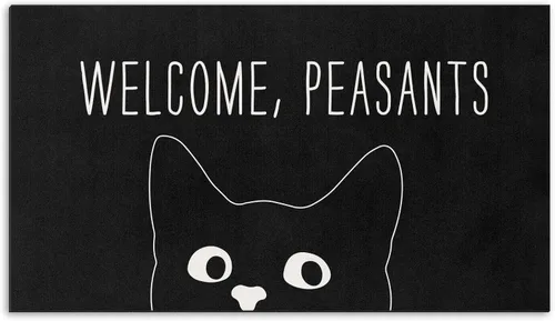 Miniatura 8 de Arttown Tapete para puerta con texto en inglés «Go Away», de 17 x 30 pulgadas, divertido tapete de bienvenida negro decorativo para el hogar, parte