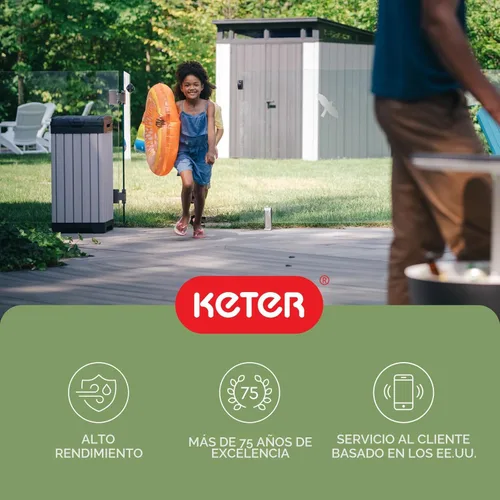 Miniatura 14 de Keter Rockford - Bote de basura de resina de 38 galones para cocina al aire libre con tapa y bandeja de goteo para una fácil limpieza, perfecto