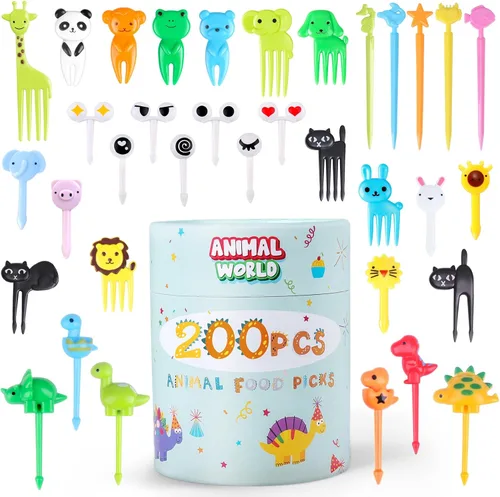 200 Piezas Palillos de Comida para Niños con Caja de Almacenamiento Multicolor 200pcs con caja de almacenamiento