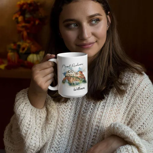 Miniatura 4 de Tazas de viaje con nombre personalizado Mount Rushmore National Memorial, tazas de viaje de cerámica personalizadas con diseño de lugar famoso