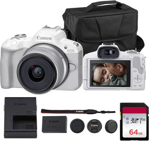 Miniatura 11 de Canon Kit de cámara sin espejo EOS R50 - Cámara APS-C RF con lente de 0.709-1.772 in, video 4K, AF II de doble píxel y pantalla táctil de ángulo