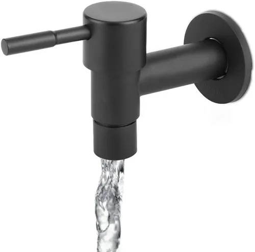 Miniatura 4 de Fdit Grifo frío de acero inoxidable de 2 pulgadas, color negro, para piscina, grifo de agua, grifo de lavadora, grifo montado en la pared