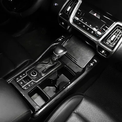 YOUTOOCAR 2PCS Cubiertas de Panel de Palanca de Cambios Trim Compatibles con Kia Sorento 2021-2025 Accesorios (Patrón de Fibra de Carbono)