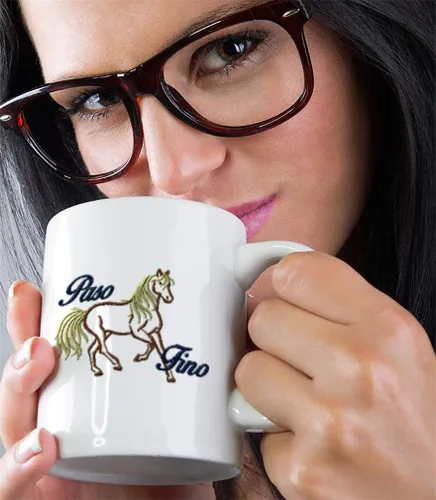 Miniatura 5 de Taza de café de cerámica de 11 onzas con diseño de caballo animal Paso Fino Taza de té blanca