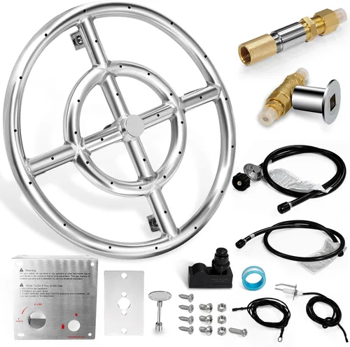 Miniatura 9 de Hiorucet Quemador de anillos para hoguera de 12 pulgadas para piezas de repuesto para fogatas de gas natural y propano, inserto quemador redondo